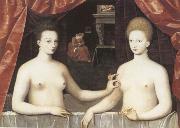 School of Fontainebleau Gabrielle d-Estree and the Duchesse de Villars USA oil painting artist